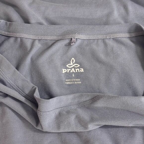 PRANA Sanna Dress L Blue Boatneck T-Shirt Mini Cap Sleeve Casual EUC B72 - Picture 5 of 6